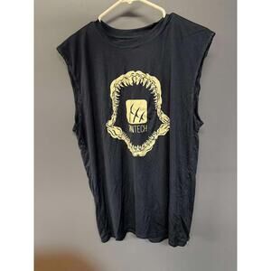 Fintech Shark Jaw Graphic Sleeveless Fishing Shirt Black Size M 20x29